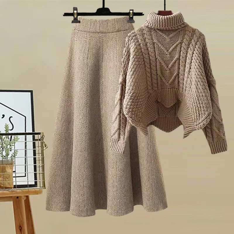 Winter Clothing Sales - 2025 Neue Damen-Pullover mit Polo-/Schildkrötenhals-Strickpullover, 2-teiliges