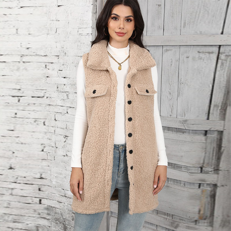 Winter Clothing On Sale Women'S - Damen-Lamm-Plüschwesten mit Spleißen, klassische, günstige Winterkleidung,