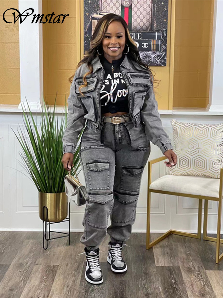 Winter Clothing Sales - Wmstar Denim Zweiteiliges Set Damen Jacke