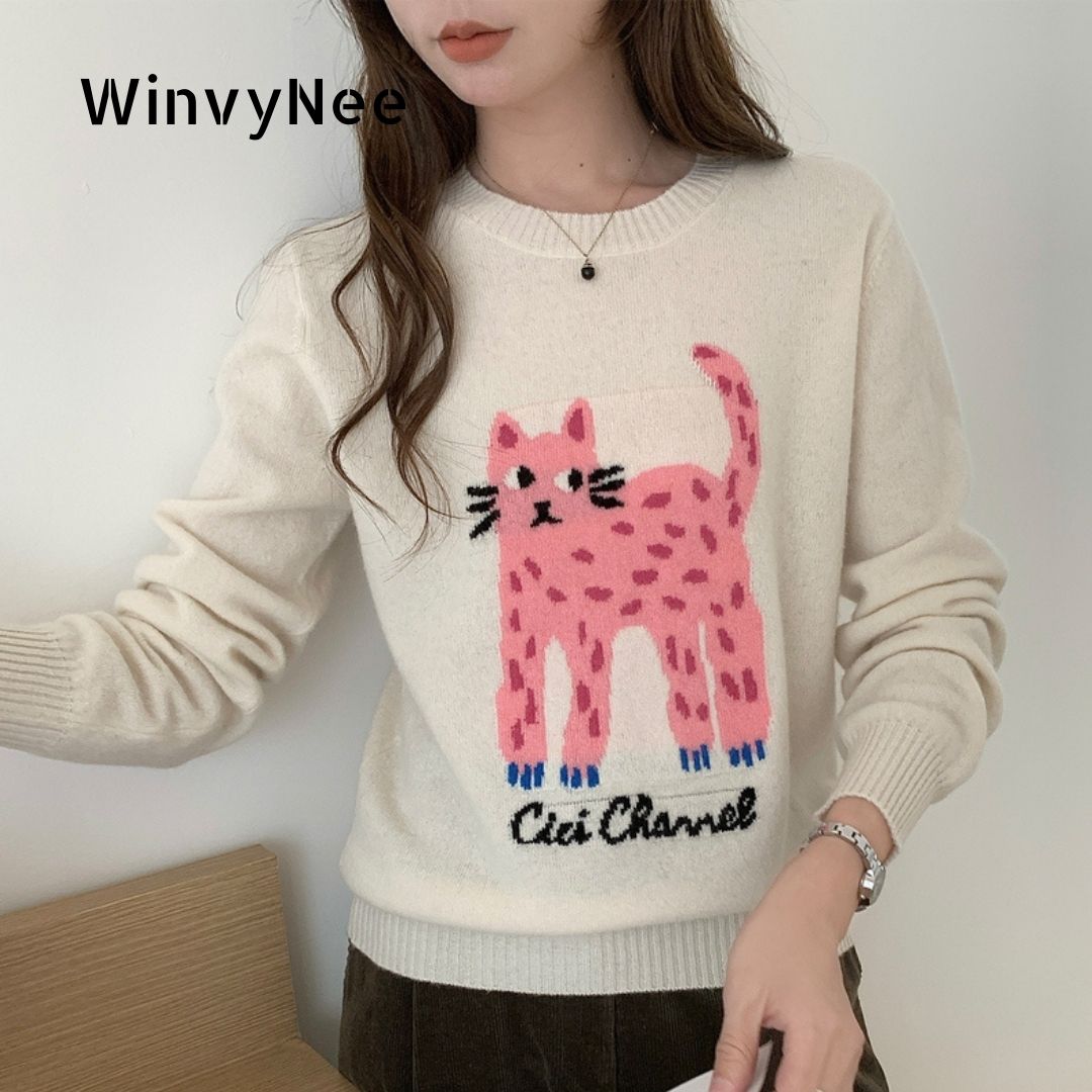 Winter Clothing Patterns - WinvyNee Damenbekleidung Merinowolle Langarm Lose O-Ausschnitt