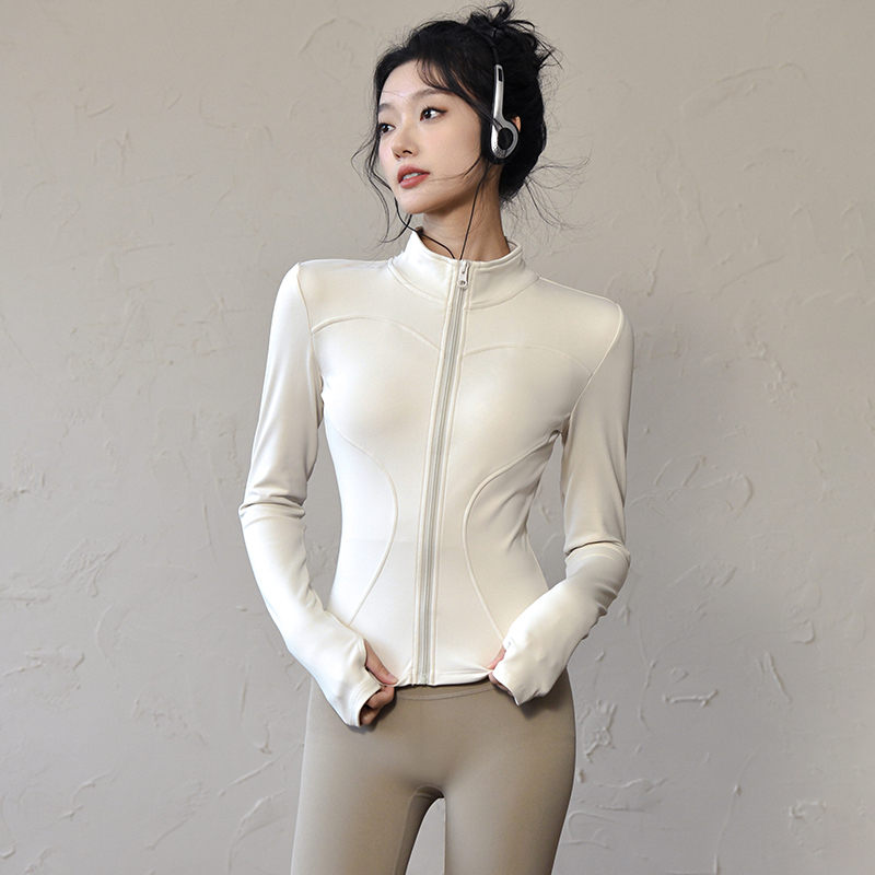 Winter Yoga Clothing - Langarm-Sportjacke für Damen, mit Reißverschluss, Fitness-Yoga-Shirt,
