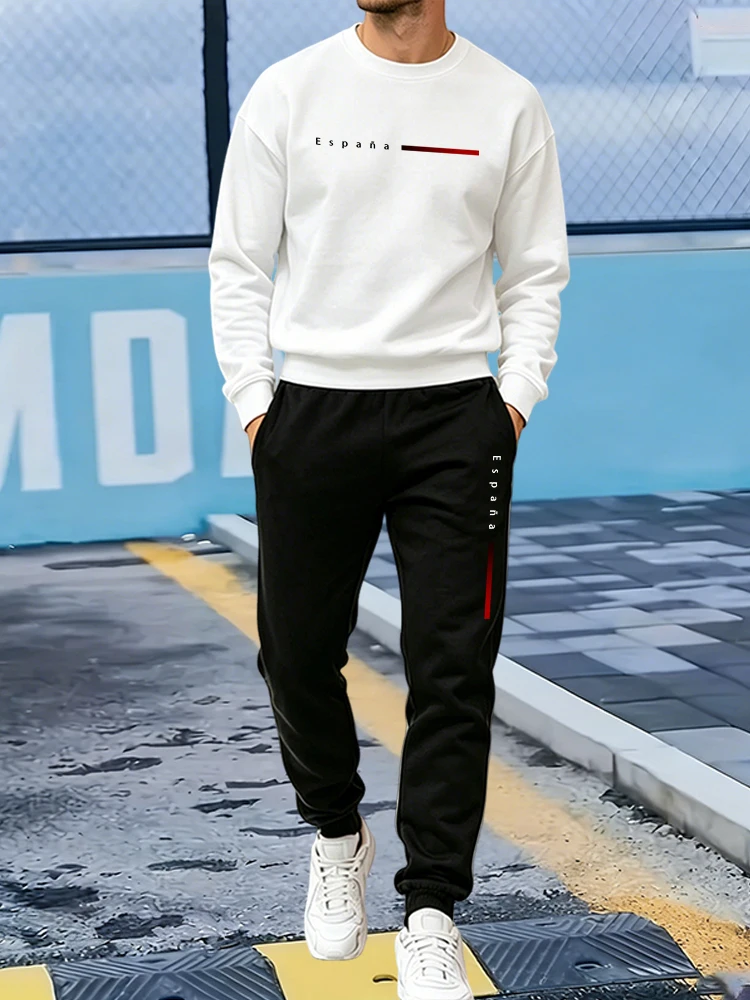 Winter Clothing Sales - Bestseller Trainingsanzug Herren Casual O-Ausschnitt Pullover