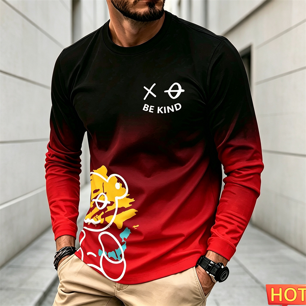 Winter Clothing Patterns - Herren Herbst-Winter Casual Langarm-T-Shirt mit Cartoon-Muster,