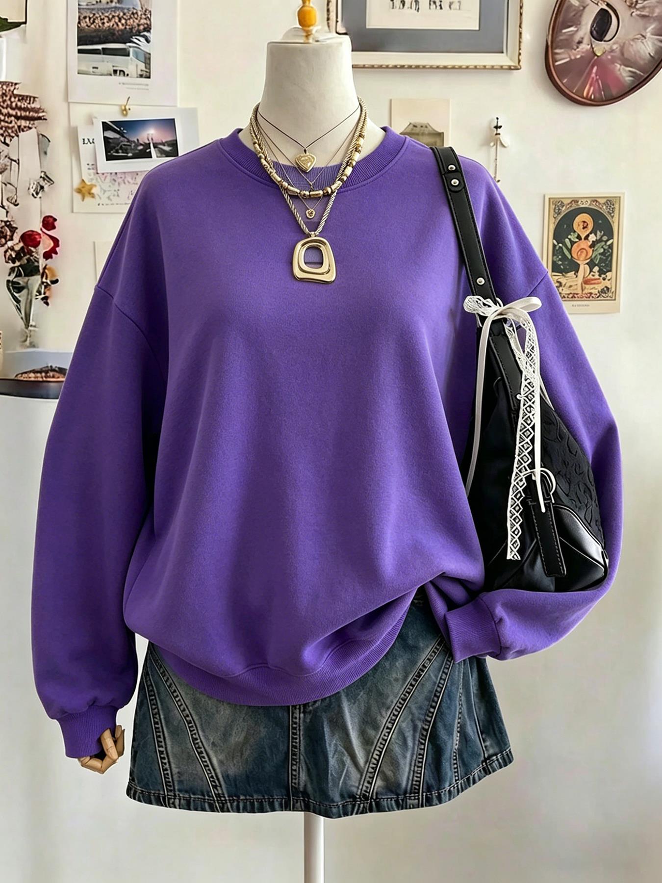 Winter Clothing On Sale Women'S - Im Ausverkauf: Lässiges schwarzes Damen-Sweatshirt mit