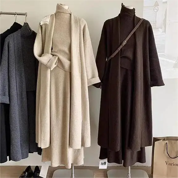 Winter Clothing Sales - Dreiteilige Sets für Damen, lange Pullover,
