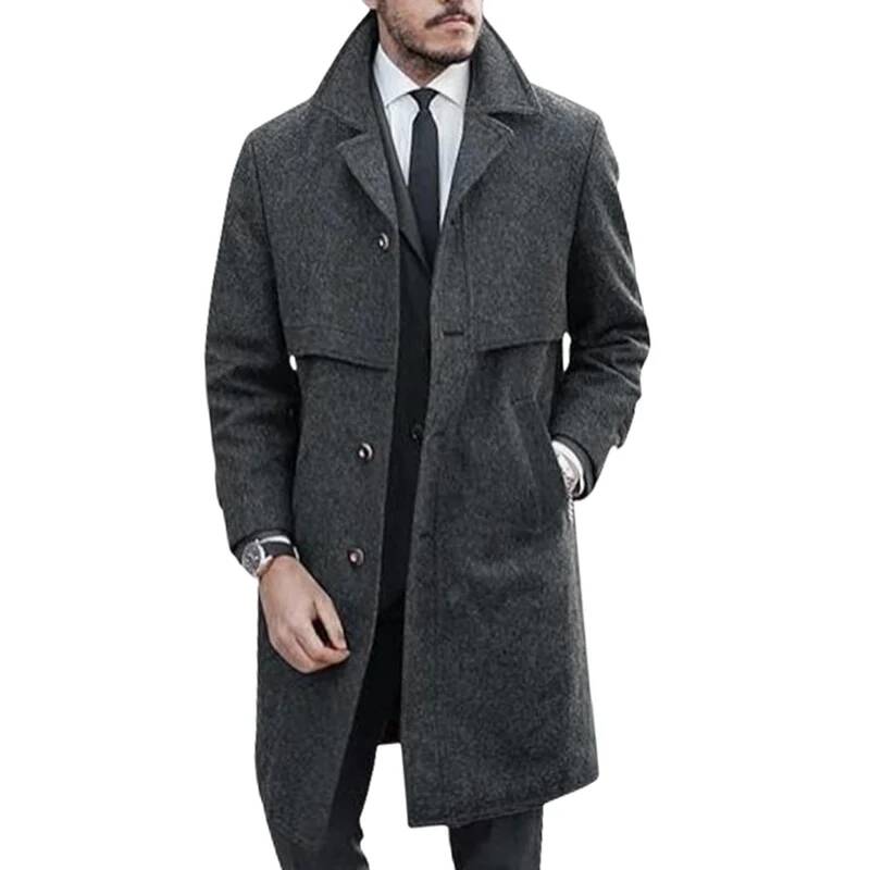 Winter Clothing Taiwan - Herren-Reversmantel für Büro und Freizeit, Wollmischung,